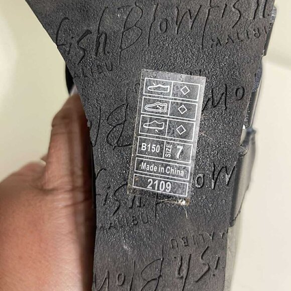 SIZE 7- BLOWFISH MALIBU BLACK STRAP WEDGES - Picture 6 of 6